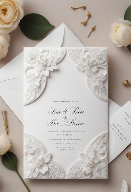 Photo wedding invitation card white color