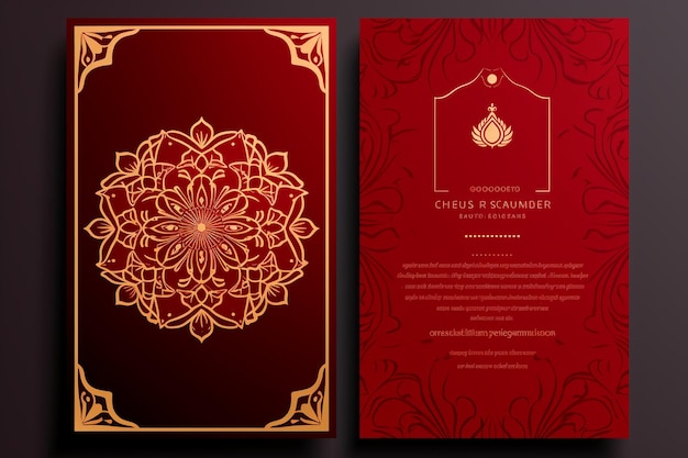 Wedding Invitation Card with Sophisticated Mandala Art and Arabic Floral Border