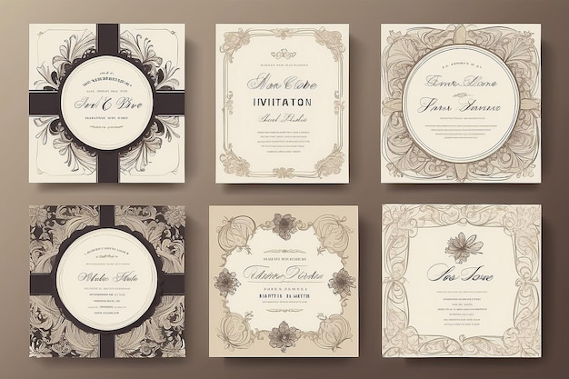 Photo wedding invitation greeting cards elegant vintage style