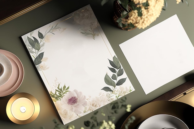 Wedding invitation layout stylized stock photo feminine mockup of wedding table stationery with blan