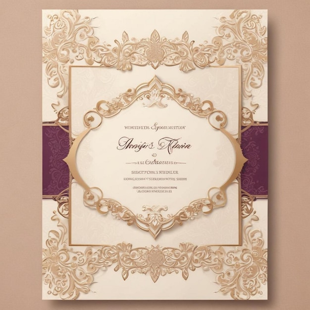 A wedding invitation with a card and roses