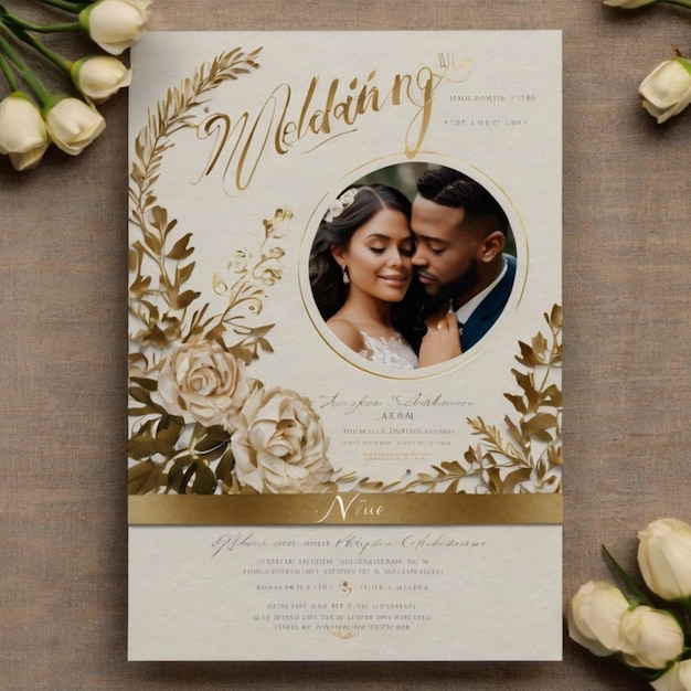 Photo a wedding invitation with a couple on it