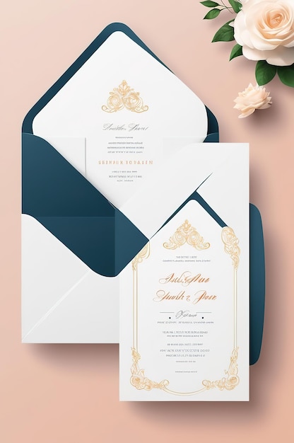 Photo a wedding invitation with a flower in the middle