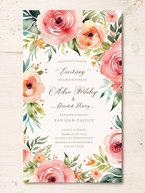 Photo a wedding invitation with flowers on it and a card that says quot shes a friend quot