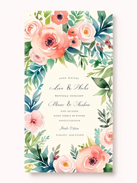 a wedding invitation with flowers and a sign for la la la la la la la la la la la la la la