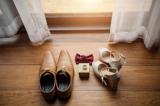 Wedding men shoe and waman shoe on wedding ceremony day