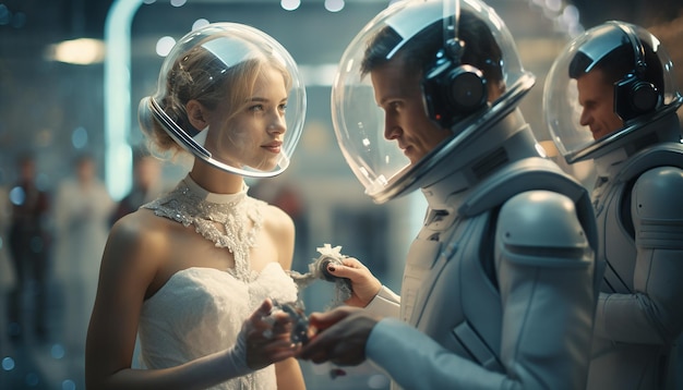 Wedding photographer in space futuristic wedding