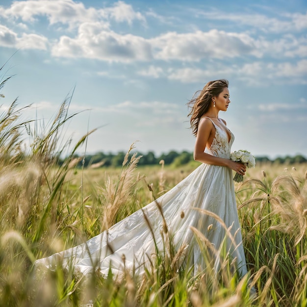 Wedding photography of a beutiful bride wearing white wedding dress