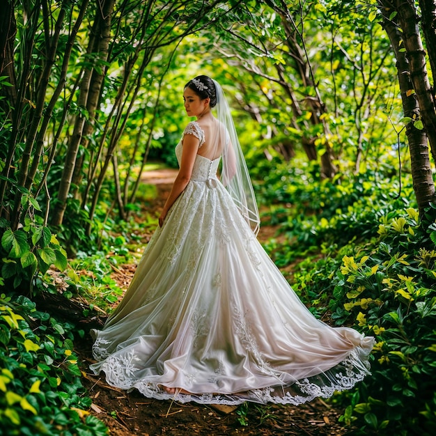 Wedding photography of a beutiful bride wearing white wedding dress