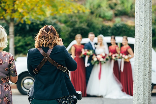 Wedding photosession with bridesmaids