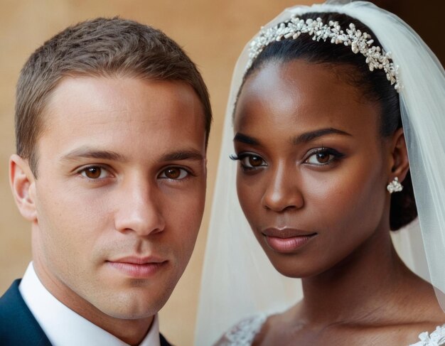 Wedding portrait of a young African American couple