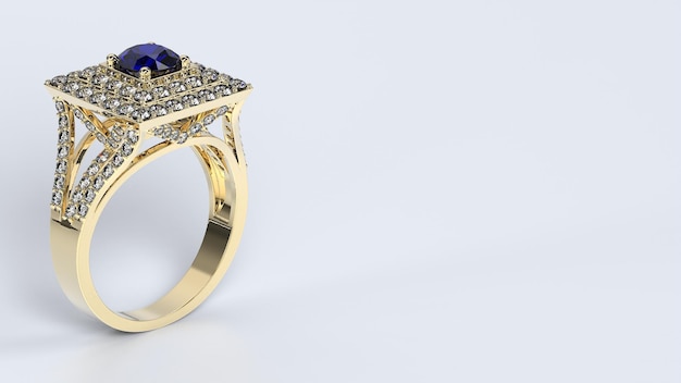 Wedding ring gold silver diamond engagement fashion marriage stone 3d render