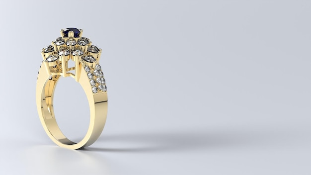 Wedding ring gold silver diamond engagement fashion marriage stone 3d render