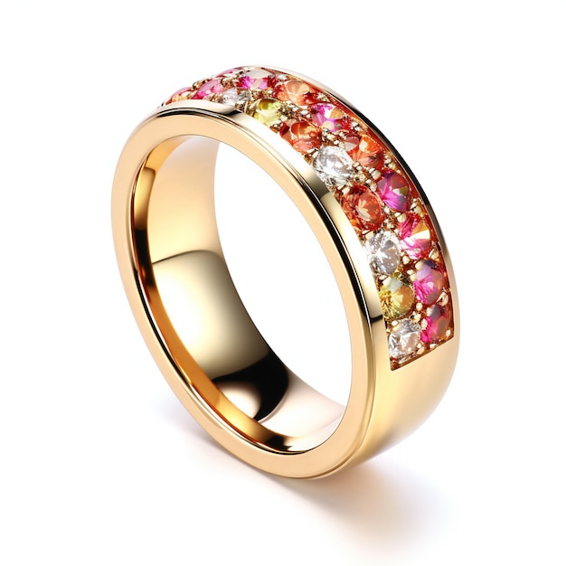 Wedding ring with precious stones Jewelry background