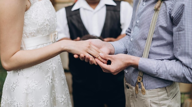 wedding rings in a decorative nest