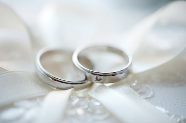 Wedding rings for engagement of bride and groom