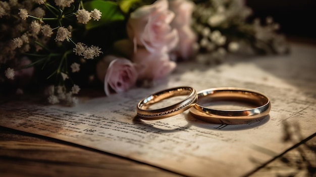 Wedding rings Illustration AI GenerativexA