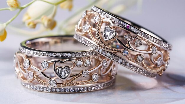 Wedding rings with ornaments