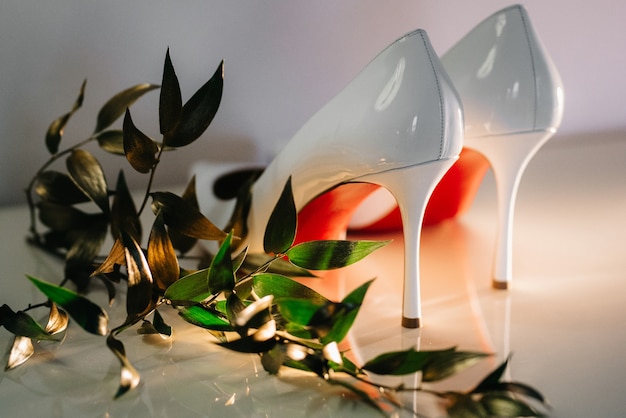 Wedding shoes of the bride, beautiful fashion