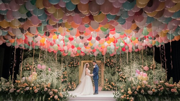 Photo wedding stage balloon decoration