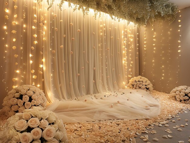 Photo a wedding with a curtain that says  star  on it