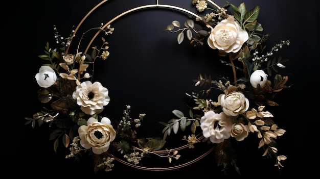 Wedding wreath black background