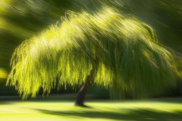 Photo weeping willow in wind