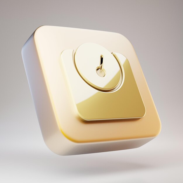 Weight icon. Golden Weight symbol on matte gold plate. 3D rendered Social Media Icon.