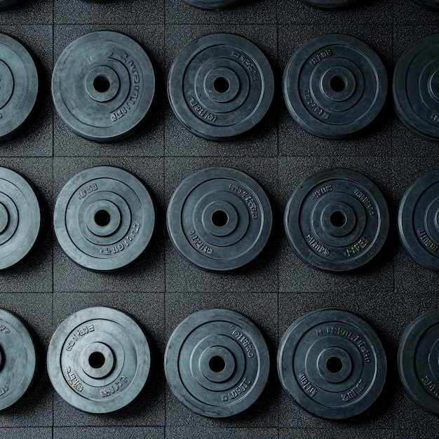 Weight Plates Overhead Gym Equipment Top View Editorial Photography