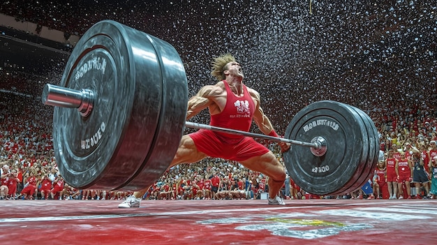 Photo weightlifter competing in an olympic lifting event