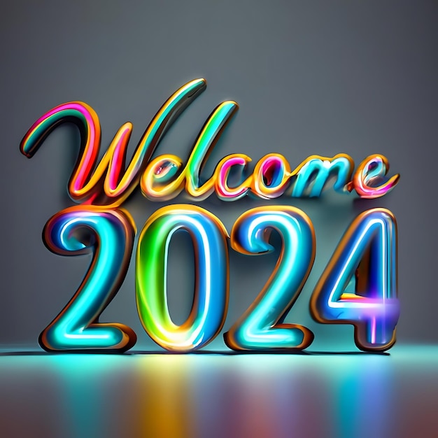 Welcome 2024 colorful text effects for the happy new year