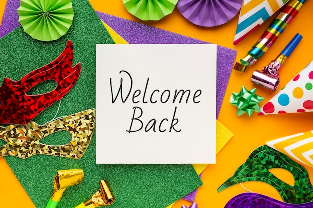 Welcome back message and decorations