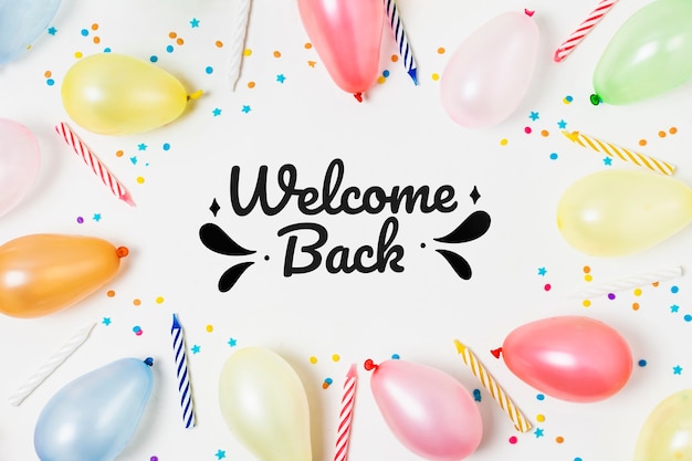 Welcome back message and decorations