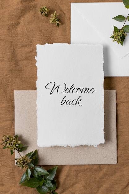 Welcome back message and flowers