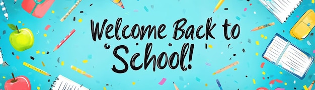 Welcome Back to School Banner with School Supplies