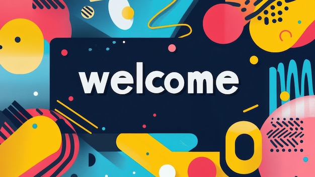 Welcome Banner with Colorful Shapes