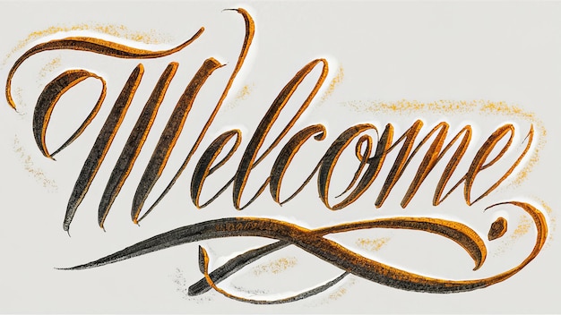 Welcome calligraphic banner card or sign message background