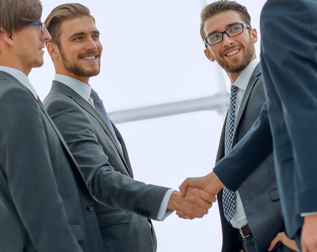 Welcome handshake of business partners