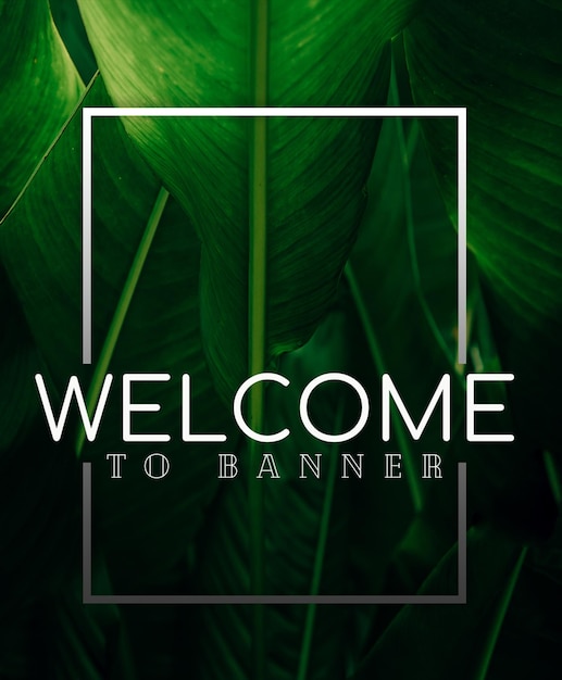 Welcome poster on leaf background colorful gradient brush design Vector paper illustration