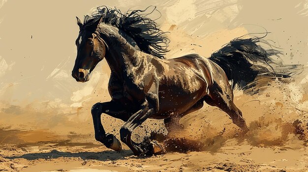 Welcoming Horse Illustration of a Running Forward