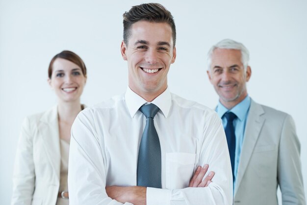 Photo well get it done shot of a three corporate coworkers in an office