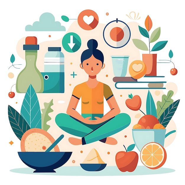 Photo wellness and peaceful lifestyle illustration for health promotion