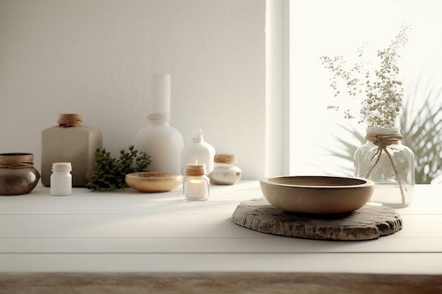 Wellness spa with zen stone on white room Generate ai