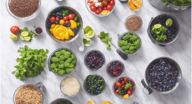 Wellorganized Kitchen Setup with Fresh Ingredients