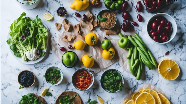 Wellorganized Kitchen Setup with Fresh Ingredients