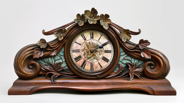 Photo a wellpreserved art nouveau clock with flowing lines and natural motifs capturing the beauty of turnofthecentury design