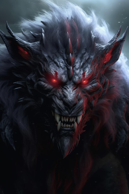 A werewolf with red eyes and red eyes.