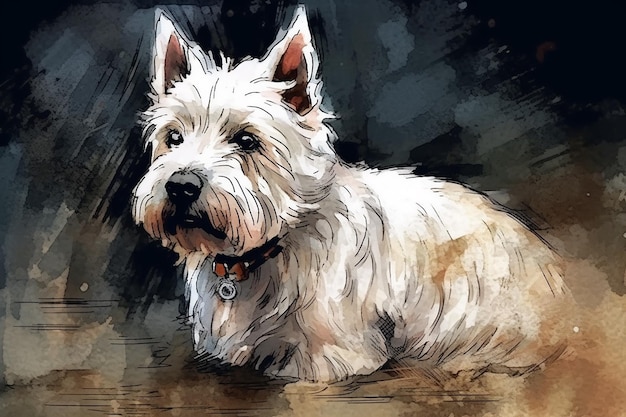 West Highland Terrier dark horse comic style