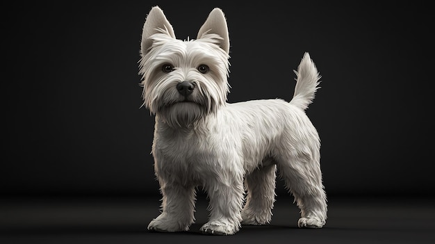 West Highland White Terrier standing black background