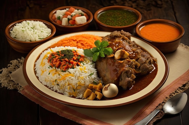 Western arabic food yemeni food lamb meat with rice